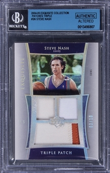 2004-05 UD "Exquisite Collection" Triple Patch #E3P-SN Steve Nash Triple Patch Card (#03/10) - BGS Authentic Altered